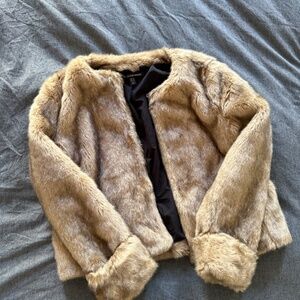 Zara TRF Outerwear Faux Fur Cropped Jacket